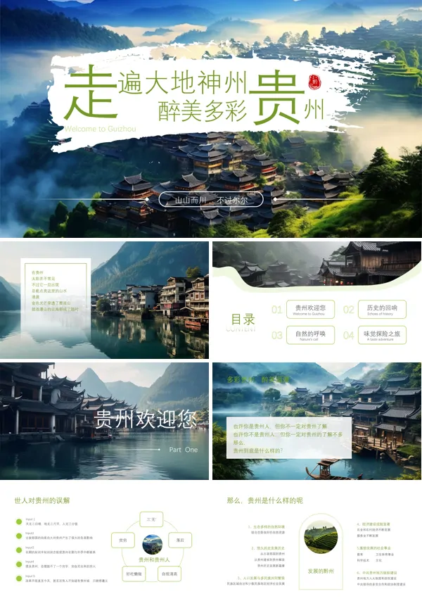 贵州旅游旅行介绍PPT模板