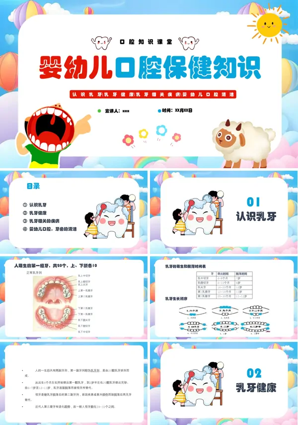 婴幼儿口腔保健知识PPT课件模板含讲稿