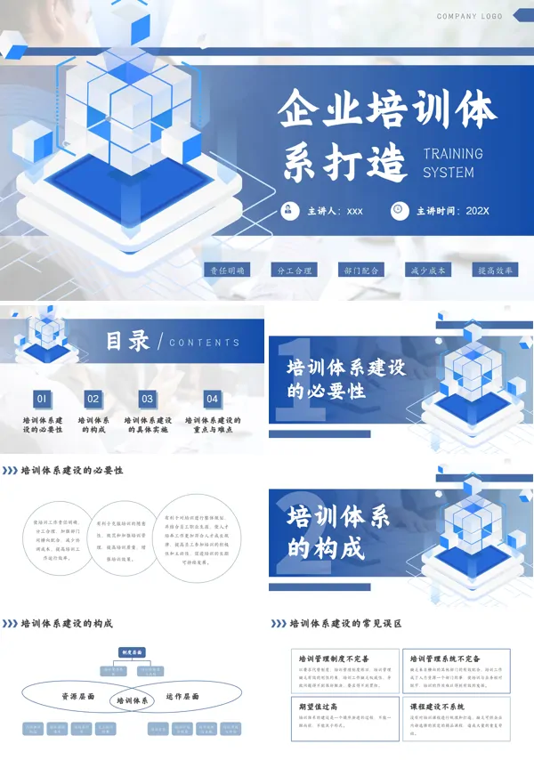 企业培训体系打造PPT模板职场培训课件含讲稿