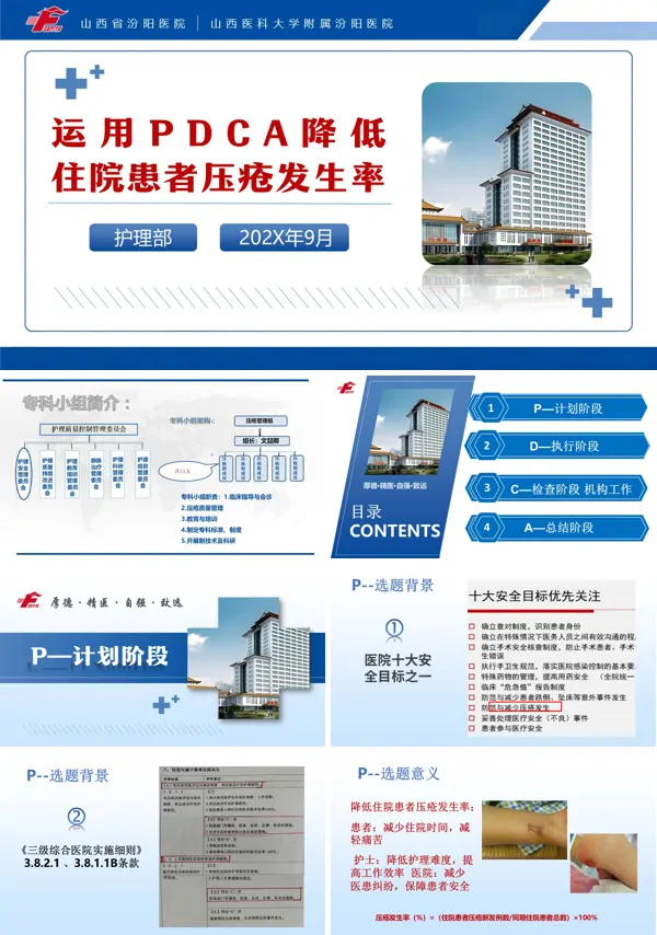 山西省汾阳医院运用PDCA降低住院患者压疮发生率PPT模板含讲稿