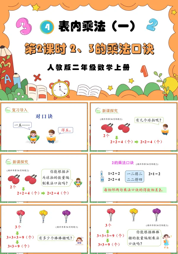 人教版二年级数学上册第2课时2、3的乘法口诀PPT课件含教案