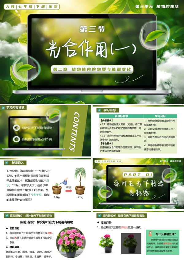 七年级生物下册第三单元3.2.2 光合作用（第1课时）PPT课件（教案+导学案+分层作业）