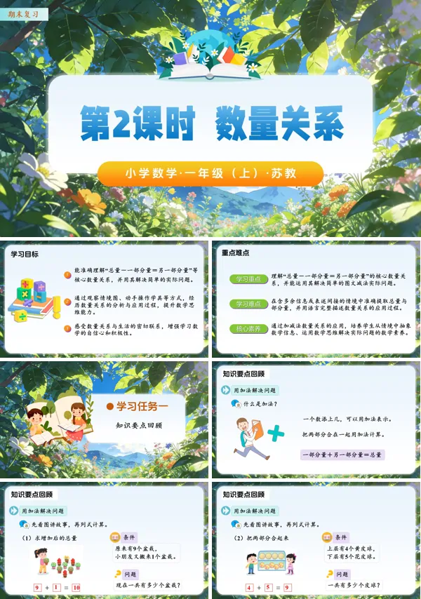 数学苏教一年级上册（新教材）期末复习 第2课时 数量关系（教学课件）ppt课件（教案+分层作业+学习任务单）