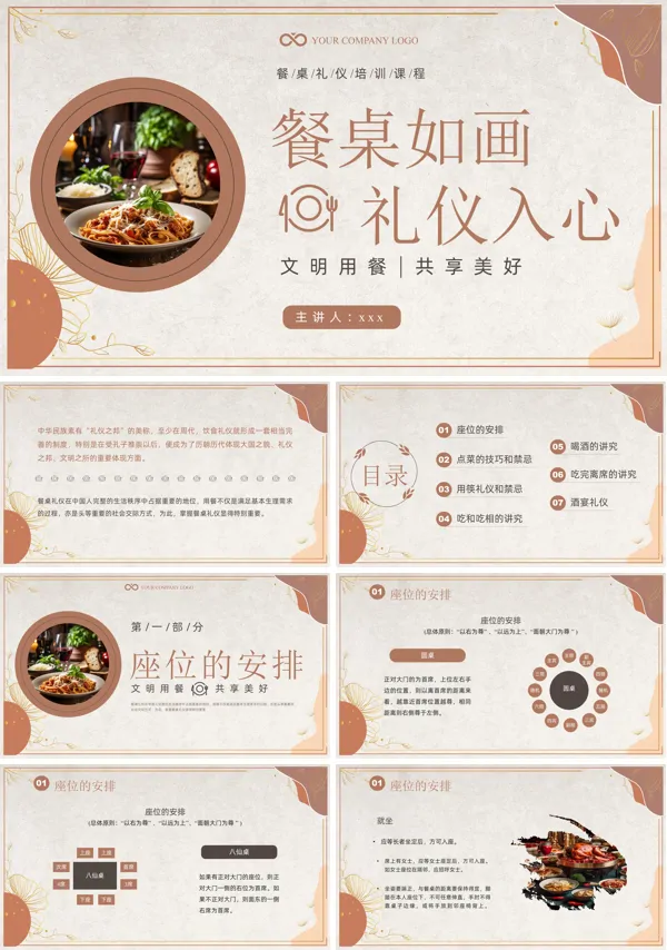 餐桌礼仪培训课件PPT模板含讲稿
