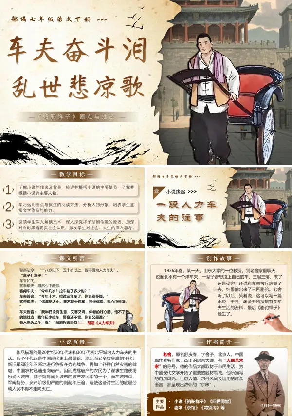 部编七年级语文下册名著阅读《骆驼祥子》PPT课件含教案