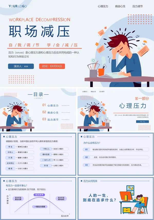 自我调节学会减压职场心理学培训PPT模板含讲稿