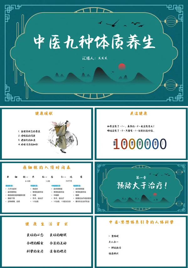 九种体质的中医养生法PPT模板