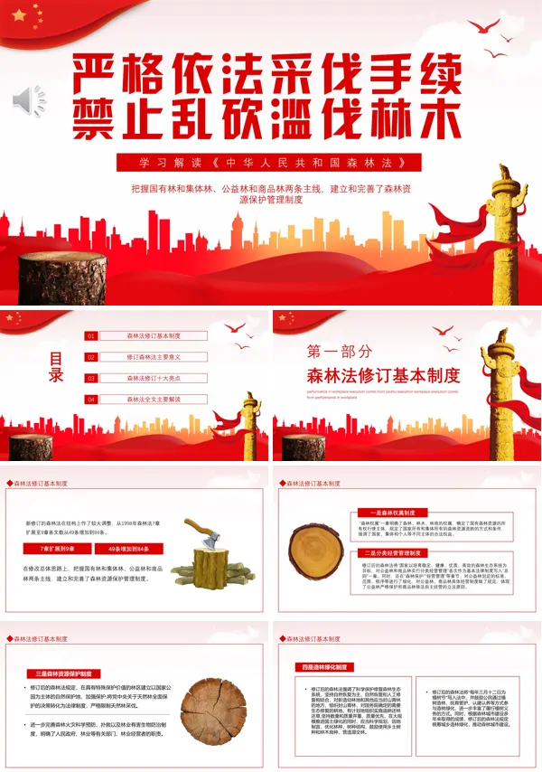 严格依法采伐手续禁止乱砍滥伐林木学习解读中华人民共和国森林法专题学习图文PPT课件