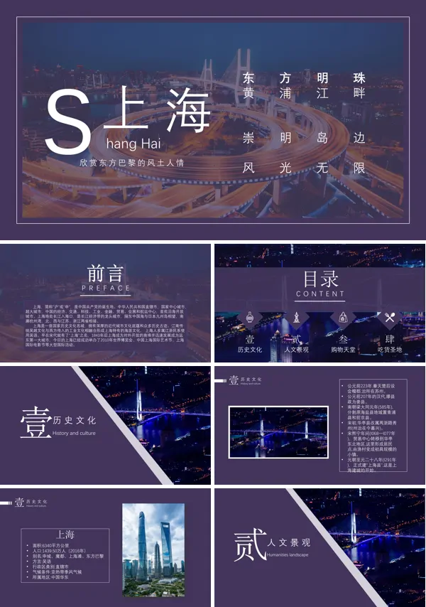 上海旅游攻略PPT模板