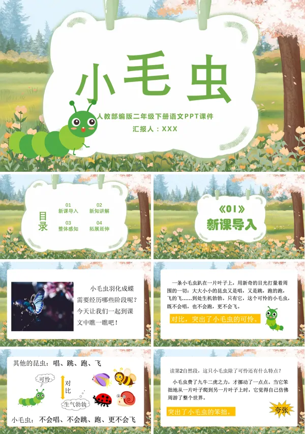 部编版二年级语文下册小毛虫PPT课件