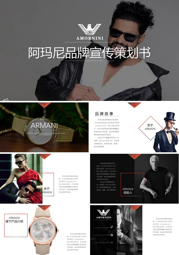 阿玛尼品牌宣传策划书PPT模板