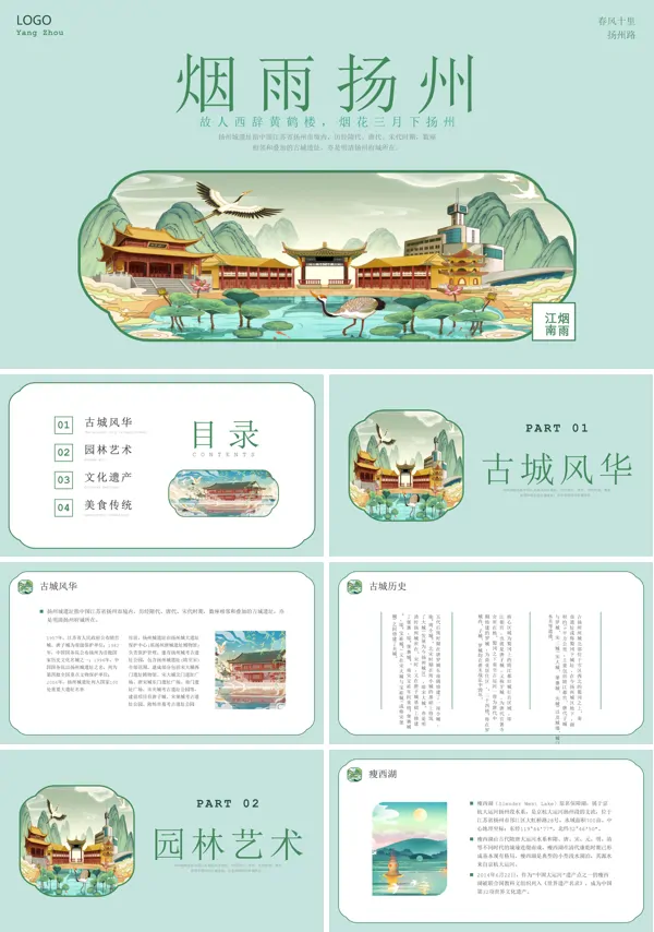 扬州印象城市介绍旅游宣传PPT模板