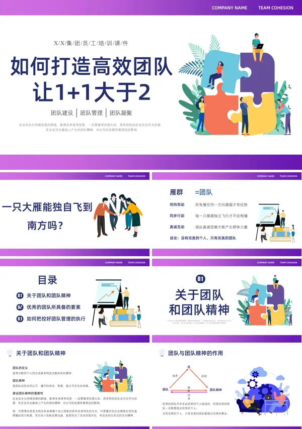 如何打造高效团队让1加1大于2企业员工培训PPT