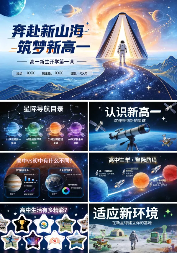 奔赴新山海筑梦新高一秋季高一上学期新生开学第一课主题班会PPT
