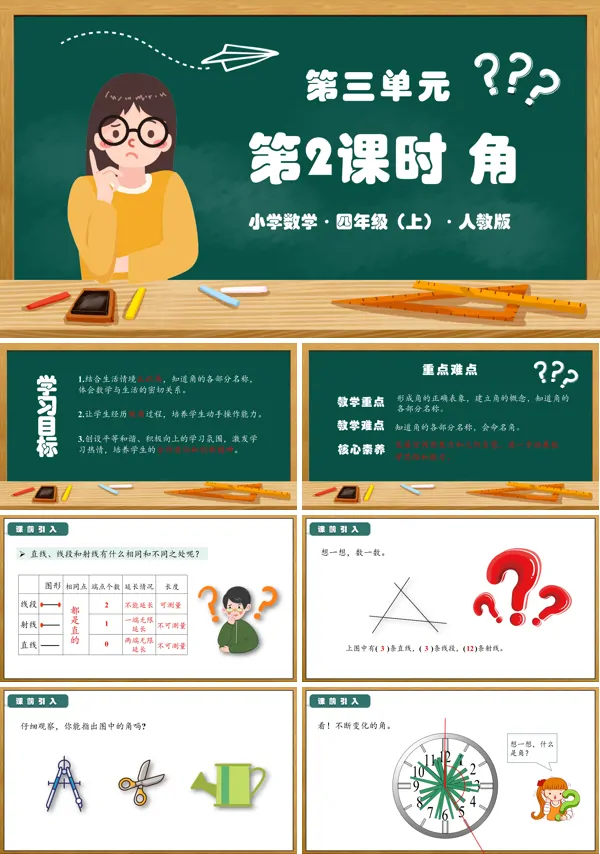 人教版四年级数学上册第三单元第02课时角PPT课件含教案