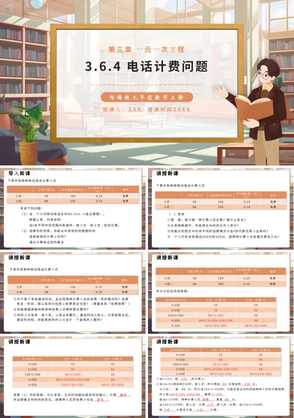 七年级数学电话计费问题教案PPT课件