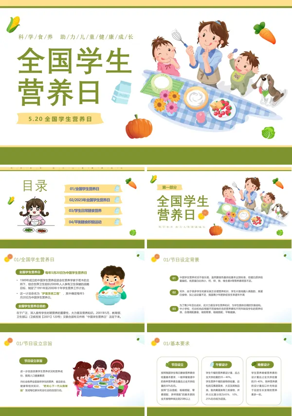  最新全国学生营养日主题班会课件介绍ppt模板完整版课件
