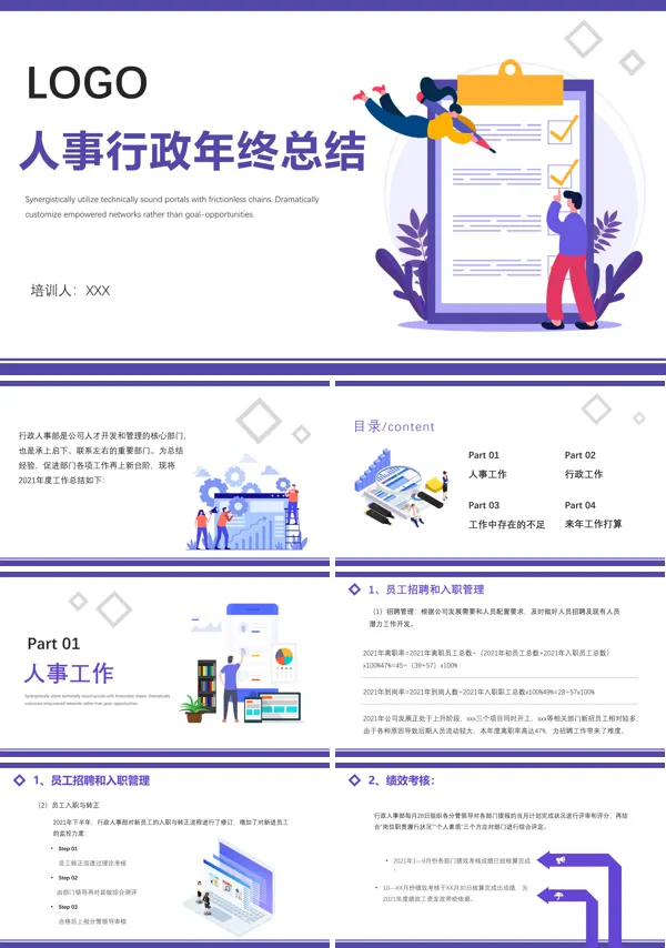 行政人事部年终总结ppt