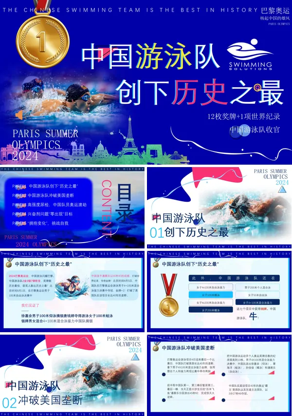 中国游泳队创下历史之最PPT