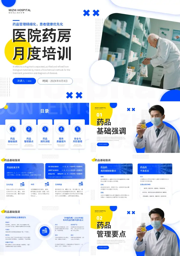 医院药房月度培训课件PPT模板含讲稿