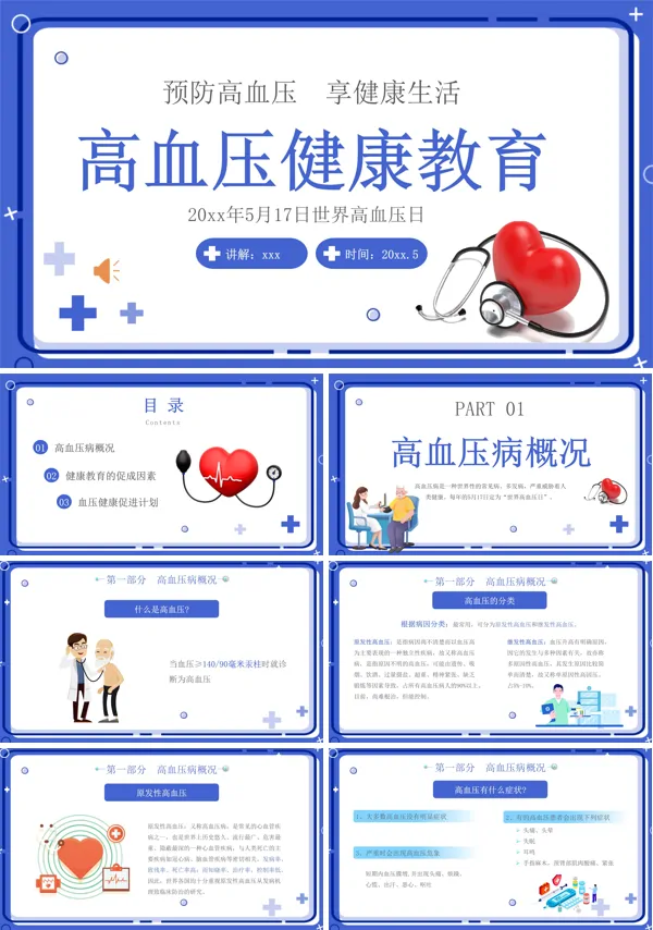 高血压健康教育PPT世界高血压日模板含讲稿