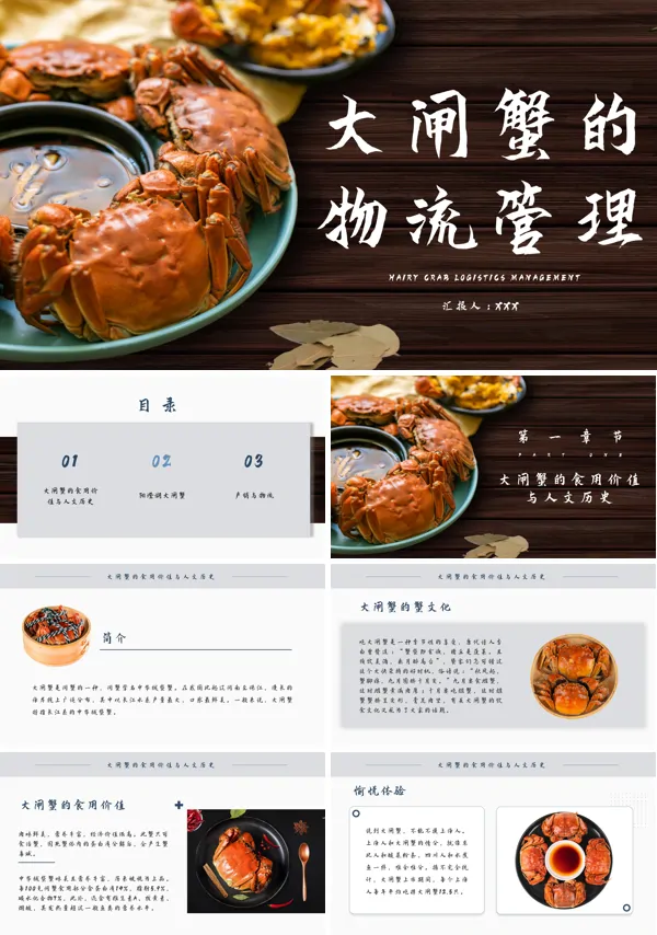 大闸蟹的物流方案设计PPT动态模板