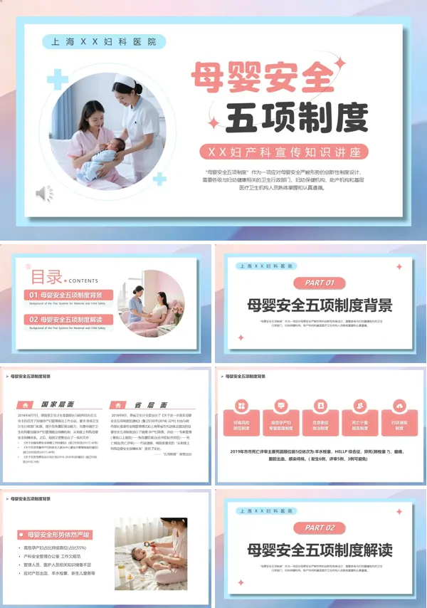 母婴安全五项制度PPT模板含讲稿