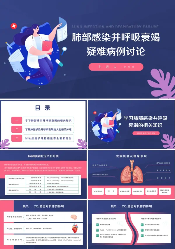肺部感染合并呼吸衰竭疑难案例讨论医疗护理查房ppt下载模板