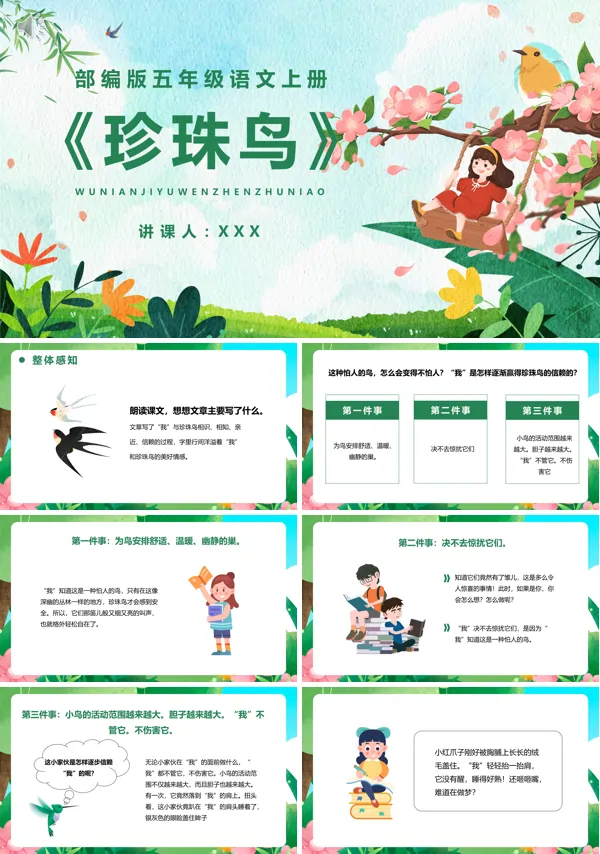 珍珠鸟五年级语文下册PPT课件
