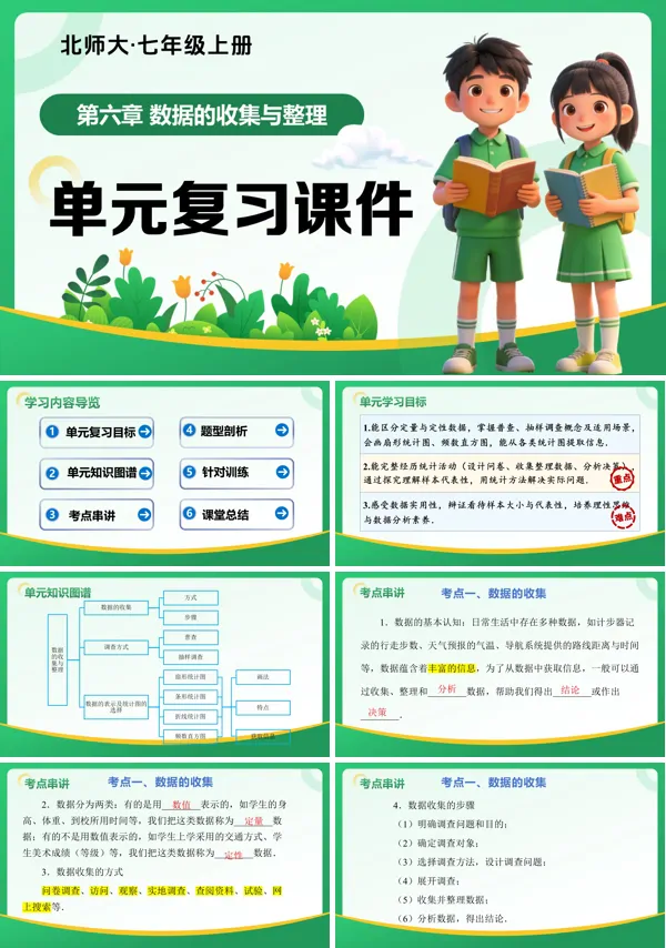 七年级数学上册（北师大）第六章 数据的收集与整理（复习课件）ppt课件含知识清单