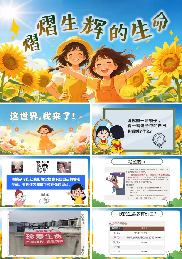 熠熠生辉的生命主题班会PPT模板含讲稿