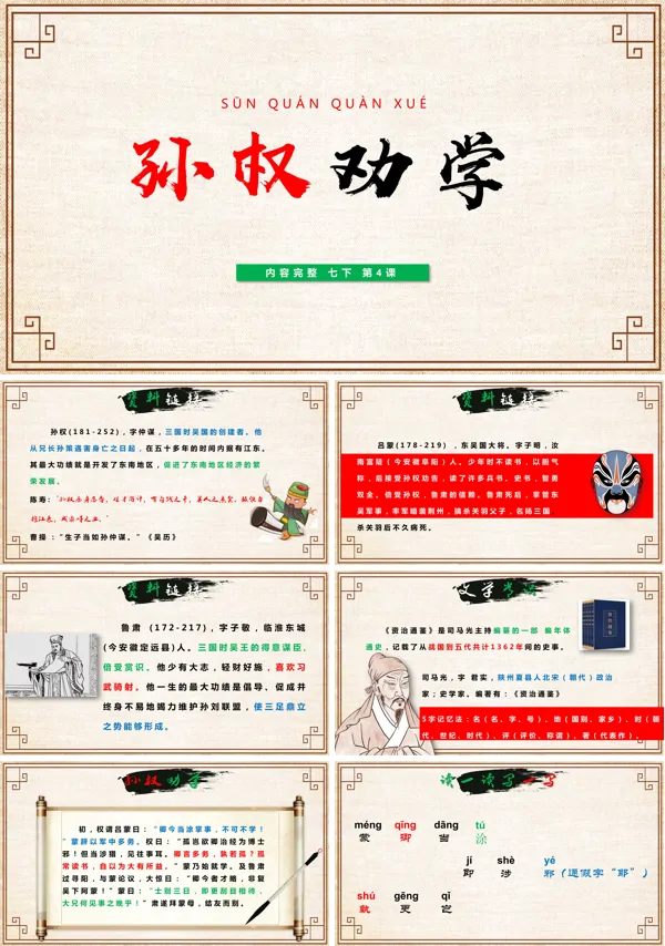初中语文下册课文《孙权劝学》课件PPT