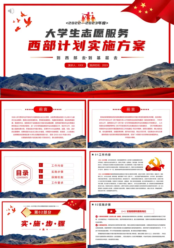 大学生志愿服务西部计划PPT