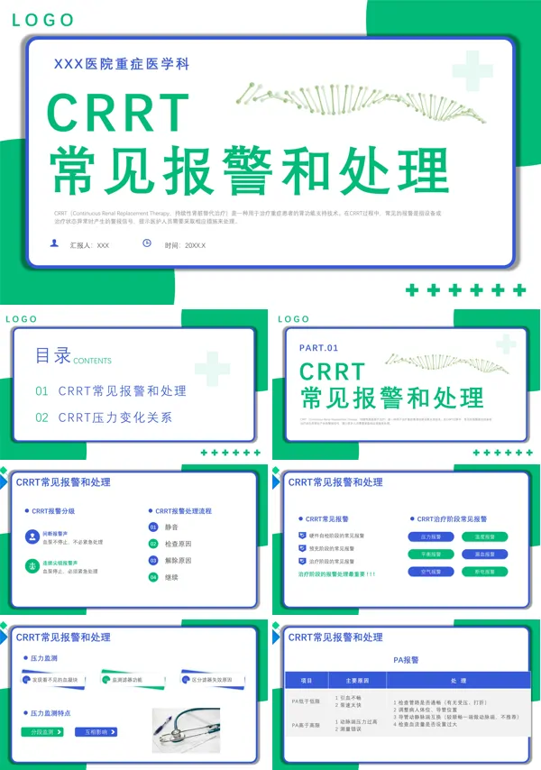 医院重症医学科CRRT常见报警和处理培训课件PPT