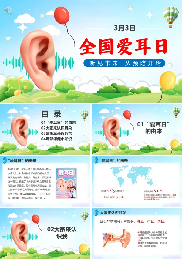 2026年全国爱耳日知识宣传推广PPT课件模板含讲稿