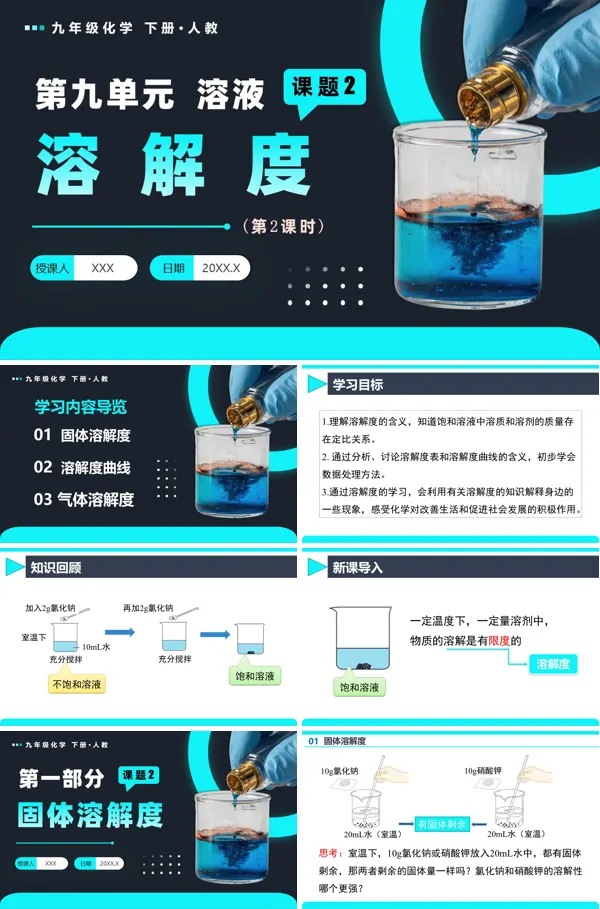 人教九年级化学下册课题2 溶解度（第2课时）PPT课件含教案