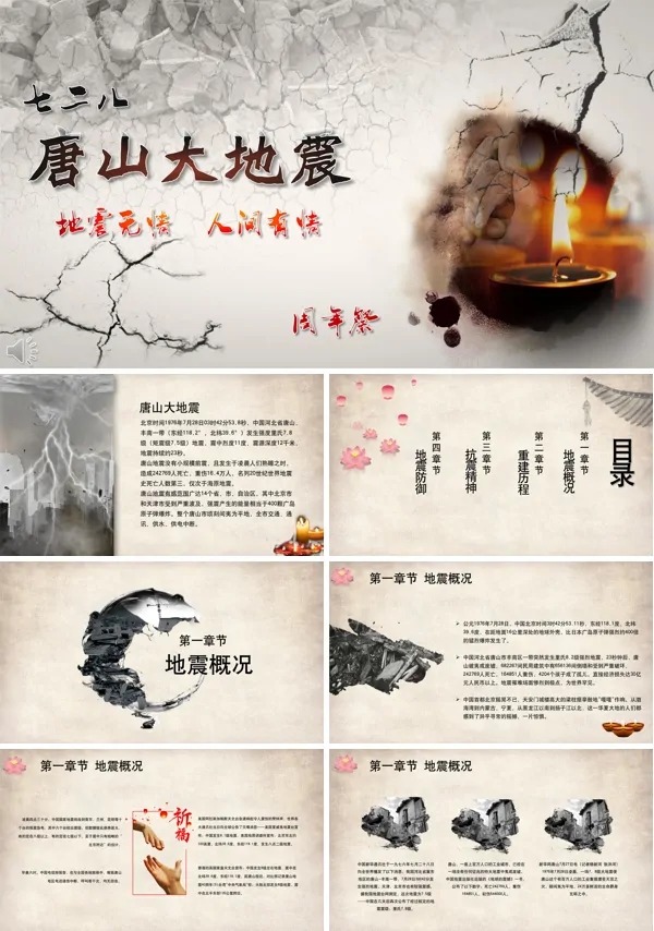 纪念唐山大地震PPT