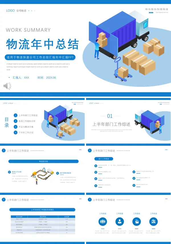 物流行业年中工作总结汇报PPT模板