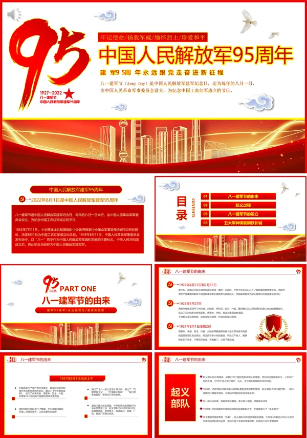 纪念中国人民解放军95周年PPT