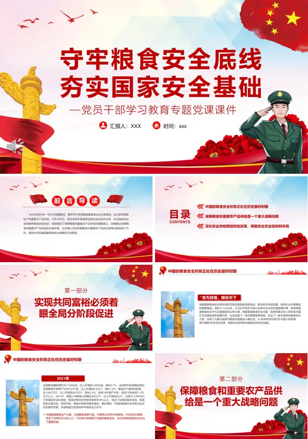 守牢粮食安全底线夯实国家安全基础PPT党课专题