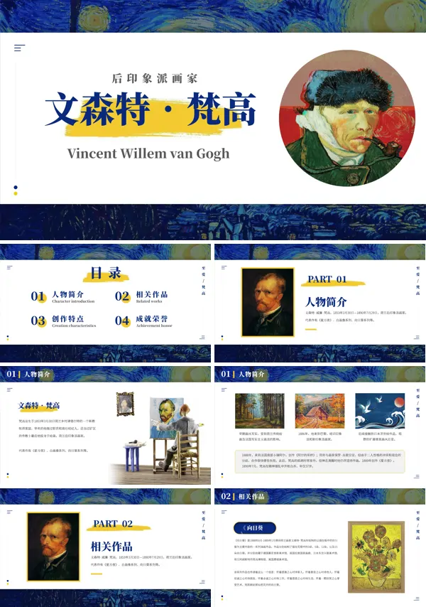 后印象派画家梵高人物传记介绍PPT