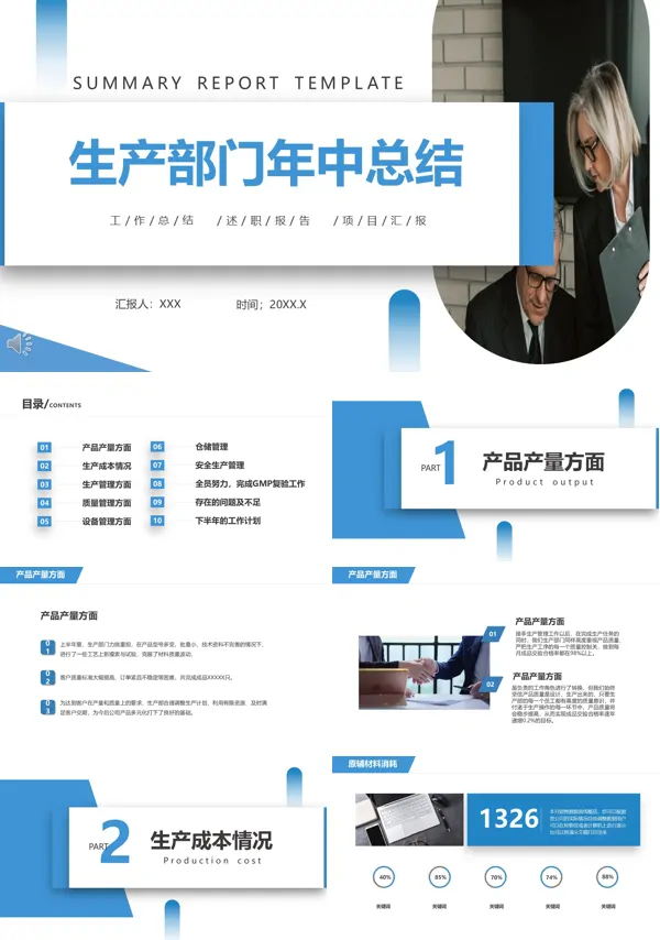 生产部年度工作总结报告ppt