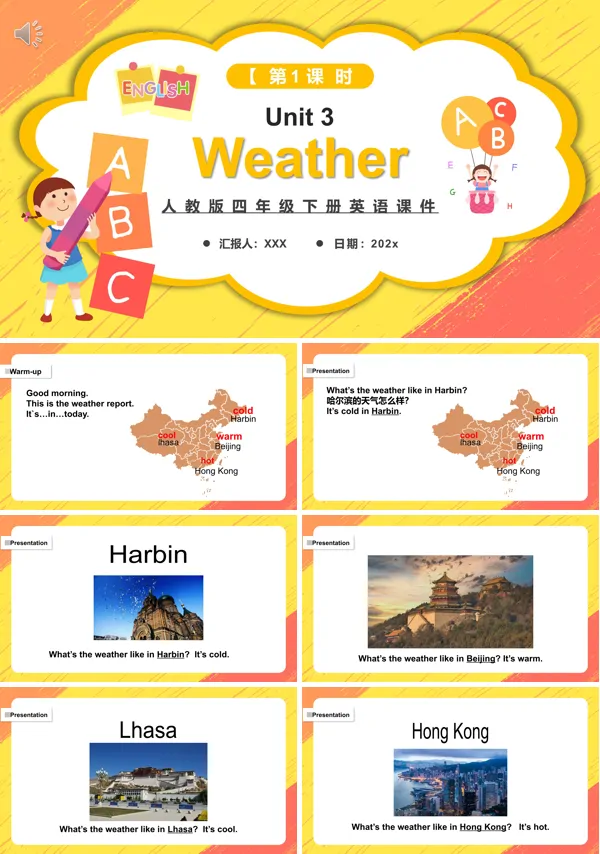 《Weather》第一课时人教版四年级英语下册PPT课件