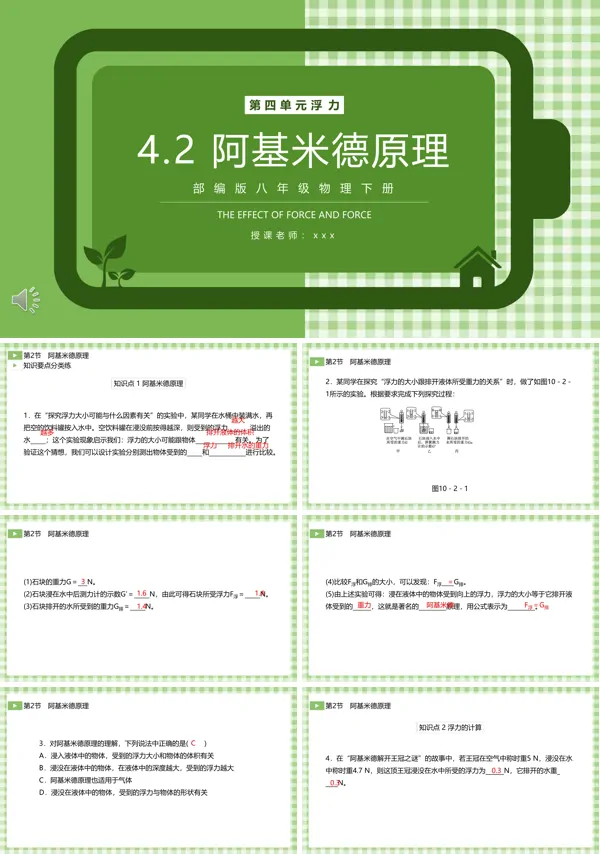 部编版八年级物理下册阿基米德原理课件PPT