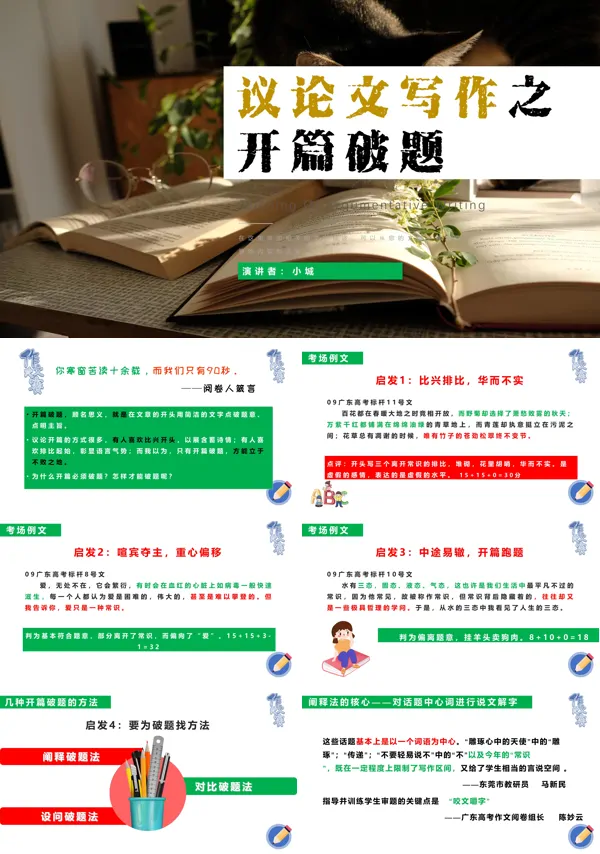 议论文写作之开篇破题作文PPT下载课件模板