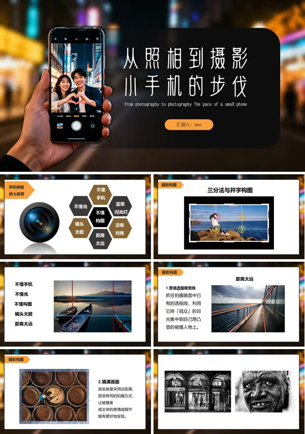 手机摄影技巧培训课件PPT模板含讲稿