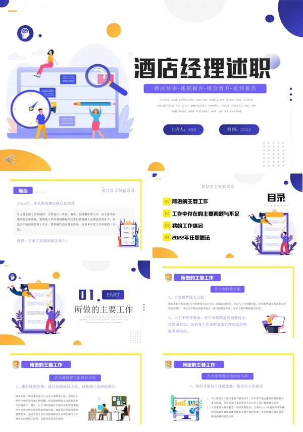 酒店总经理年度述职报告PPT