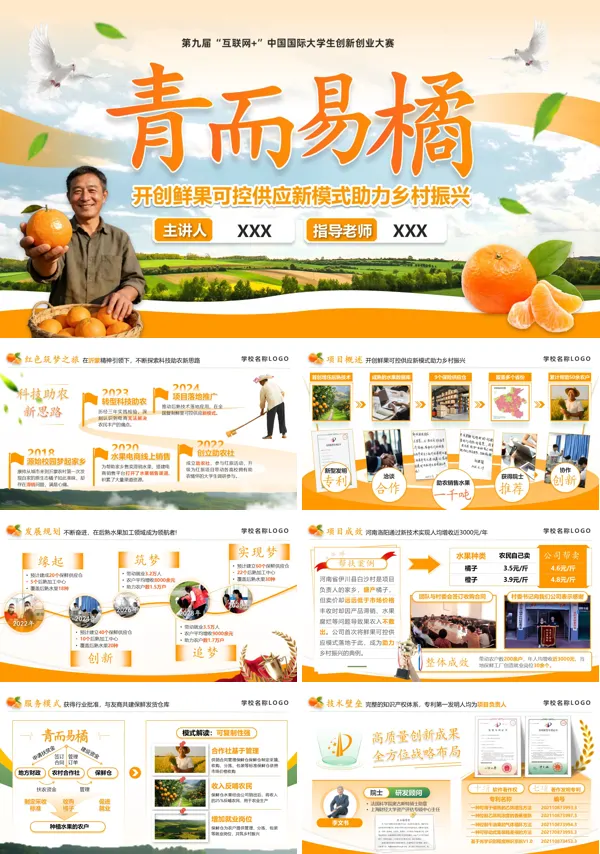 “互联网+”大学生创新创业大赛动态PPT含讲稿