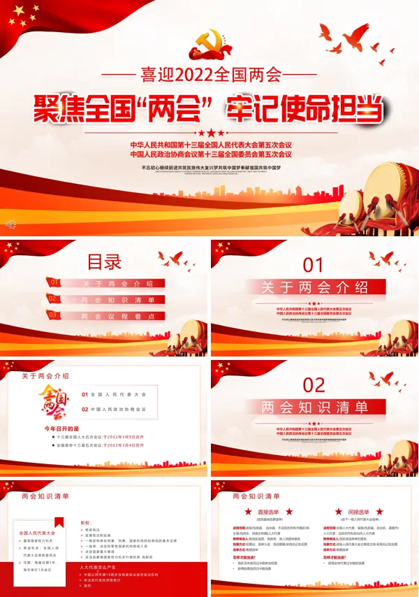 2022聚焦全国“两会”牢记使命担当PPT专题党课