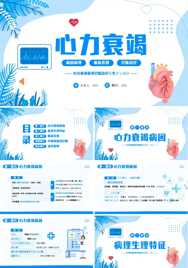 心力衰竭医疗诊断护士医生培训PPT模板